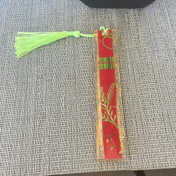 XMAS Handmade Festive Holiday Bookmark medium Gold with red Strip - Picture 8 of 9